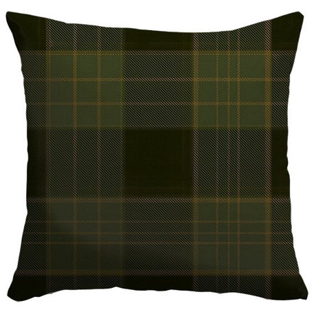 "Dark Green and Brown Tartan Plaid" Pillow 20"x20"