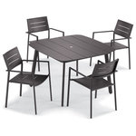 Oxford Garden - Eiland 5-Piece Dining Table Set, Carbon - With a subtle, sophisticated look, this Eiland all aluminum dining set complements a variety of dining spaces. These chairs are fabricated using lightweight, low-maintenance, durable powder-coated aluminum. Perfect for everyday use in commercial and residential settings; this dining set can be mixed and matched and effortlessly arranged to both fit and elevate any outdoor space.