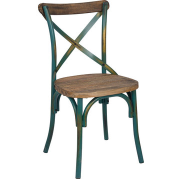 Zaire Side Chair - Antique Turquoise, Antique Oak