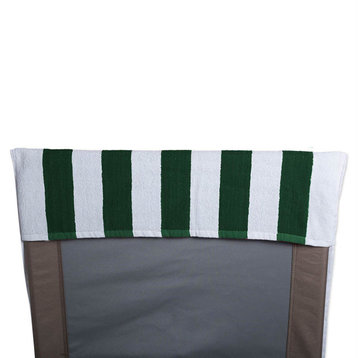 Hunter Green Stripe Lounge Chair Beach Towel With Top Fitted Pocket 26X82