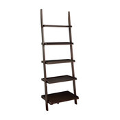 Leaning Ladder Bookshelf in Espresso