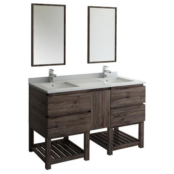 60" Floor Standing Double Sink Vanity, Faucet, FFT1030BN