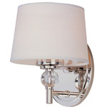 Maxim Lighting International - Rondo 1-Light Wall Sconce, Polished Nickel - Upgrade your home with classic accessories that stand the test of time. The Rondo 1-Light Wall Sconce brightens your kitchen or bathroom with elegance and warmth. Its crystal balls and white fabric shades give the design depth, while soft lines and glass shades offer traditional charm.