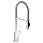 Kohler - Kohler Graze Semi-Professional Kitchen Sink Faucet, 24.3" Spout, Polished Chrome - Drawing on inspiration rooted deep in Americana, we bring you Graze. This bold statement piece conjures memories of the spikes that built railroads  the steel industry where iron was forged. Breaking from the norm of more delicate smooth round lines, the bold square base and unique strong silhouette is eye-catching on your counter, and a design to compliment most every home.