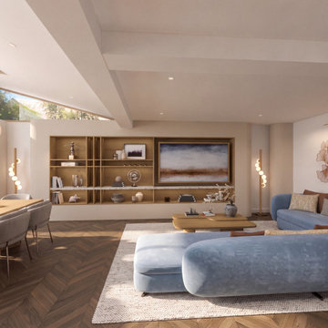 Open Plan Living Area with Bespoke Media Wall