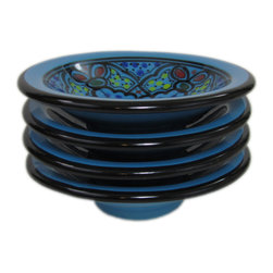 Le Souk Ceramique - Round Stoneware Sauce Dishes, Set of 4, Sabrine Design - Serving Dishes And Platters