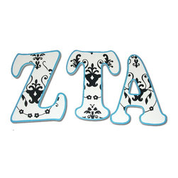 Custom Painted Greek Letters, ZTA - Wall Letters