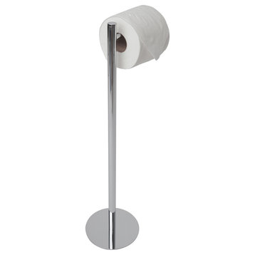 Essentials Contempoary Free Standing Toilet Paper Holder, Polished Nickel