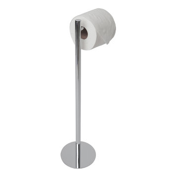 Essentials Contempoary Free Standing Toilet Paper Holder, Chrome