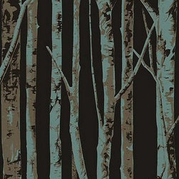 Black Modern Birch Tree Wallpaper - Wallpaper