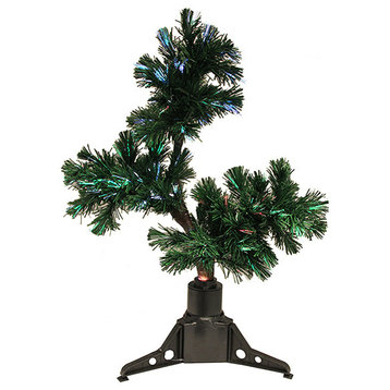 Pre-Lit Fiber Optic Bonsai-Style Artificial Pine Christmas Tree, Multi, 2'