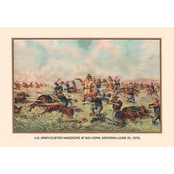 Custer Massacre at Big Horn, Montan June 25, 1876- Gallery Wrapped Canvas Art