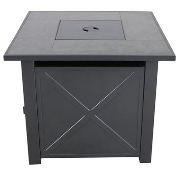 Naples 40,000 BTU Tile-Top Gas Fire Pit Table With Burner Cover and Lava Rocks