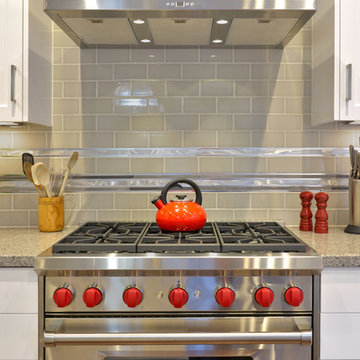 Subway Tile Accents Wall to Ceiling