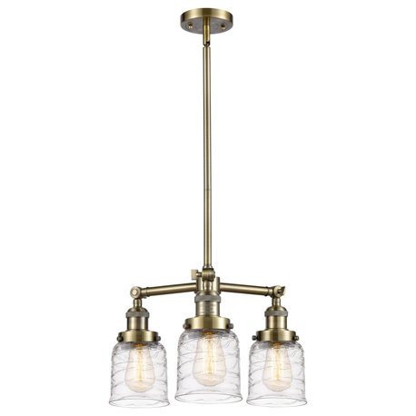 INNOVATIONS 207-AB-G513 3-Light Chandelier Antique Brass