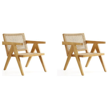 Manhattan Comfort Hamlet Accent Chair, Nature, Set of 2