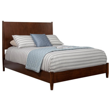 Alpine Furniture Flynn Mid Century Standard King Panel Bed in Walnut (Brown)
