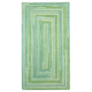 Waterway Concentric Braided Rectangle Rug, Green, 8'x11'