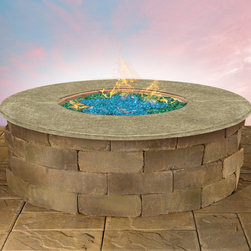 Round Gas Fire Pit Kit - Olde English - Fire Pits