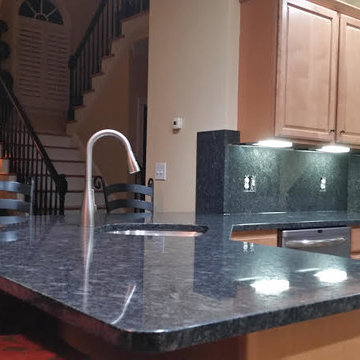 Steel Grey Granite Countertop. Full Backsplash