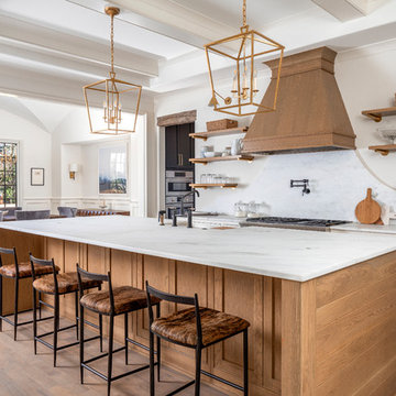 White oak accents in White kitchen