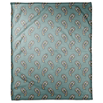 Paisley Pattern in Blue Fleece Blanket