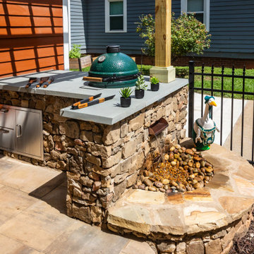 Stone Outdoor Grill Station with Built-In Storage
