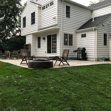Unilock Brussels Patio, Steps & Landing ft. Unilock Sunset Round Firepit Install
