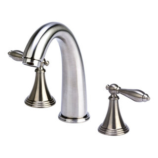 J-Spout 8 in. Widespread Transitional Bathroom Faucet, Brushed Nickel ...