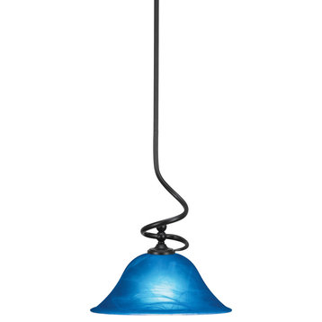Capri 1-Light Mini Pendant with Hang Straight Swivel, Matte Black/Blue Italian