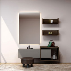 Dressing Table in Brushed Aluminium and Dark Walnut Finish by Inspired Elements - Dressing Tables