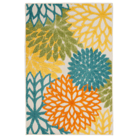 Nourison Aloha 2'8" x 4' Turquoise Multicolor Tropical Area Rug