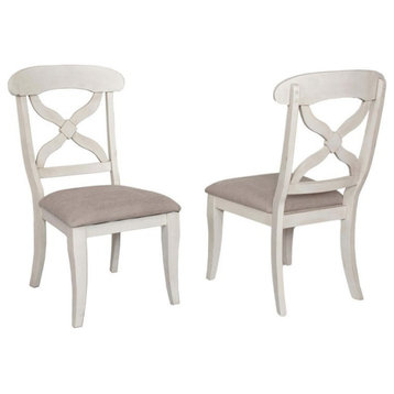 Sunset Trading Andrews 18.5" Wood Dining Chairs in White/Brown (Set of 2)