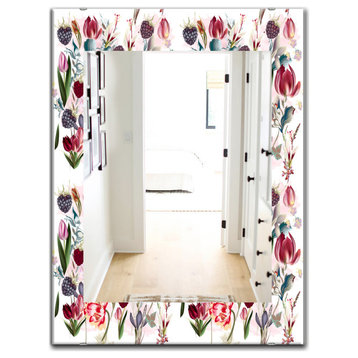Designart Pink Blossom 14 Traditional Frameless Wall Mirror, 24x32