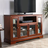 Highboy 52" Transitional Glass Wood TV Stand - Brown