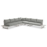 Meridian Furniture - Maldives Grey Water Resistant Fabric Outdoor Patio Modular Sectional - Create your own custom contemporary look on the deck or porch with the addition of this Maldives outdoor patio armless chair. Part of a large collection that lets you mix and match modular pieces to get the look you crave most. This modular sectional has grey water resistant fabric with a base made from white aluminum, so it's sturdy, tough, and ready to face the elements with impeccable beauty, season in and season out. Shop the contemporary pieces in this collection to create the outdoor entertaining area of your dreams.