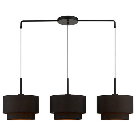 LIVEX LIGHTING 3 Light Black Large Linear Chandelier