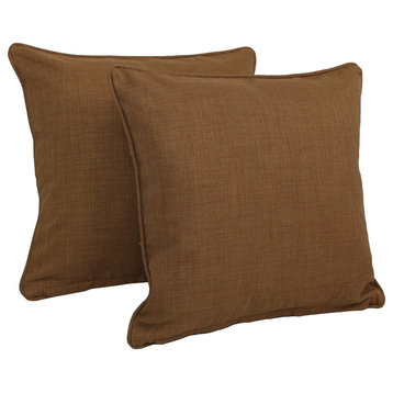 18" Outdoor Spun Polyester Square Throw Pillows, Set of 2, Mocha