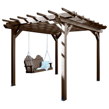 Bodhi Pergola, 10x12 and Classic Westport Swing Set 4', Weathered Acorn