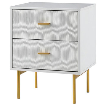 Nightstand With 2-Drawer 25.2'' Tall, White