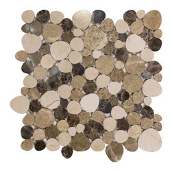 Marble Circle Brown/Cream - Mosaic Tile