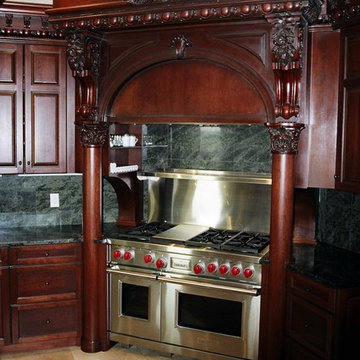 Detailed Cherry Wood Traditional Kitchen