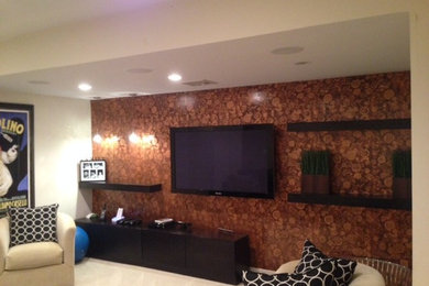 Inspiration for an eclectic home theater remodel in New York