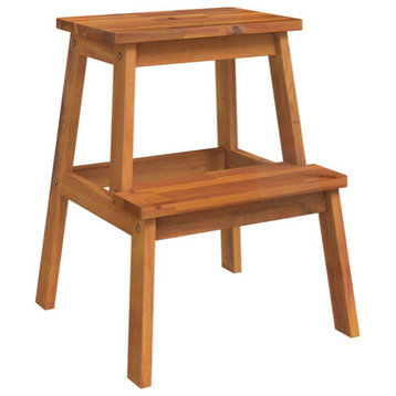 vidaXL 2 Step Stool Kitchen Step Stool Ladder for Living Room Solid Wood Acacia