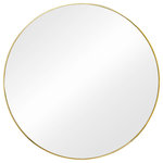 UMBRA - Hubba Mirror 34", Brass - Introducing the Hubba Mirror by Umbra. Hubba is a large wall mirror that is ideal for heavy traffic areas in your home, such as entryways, washrooms, living rooms, and hallways. Its decorative gold frame has a look that is sure to complement any Decor. Because Hubba is large and reflective, it bounces natural and artificial light around the room, helping to brighten even the darkest of space. It also adds visual depth, which instantly makes smaller rooms appear bigger.