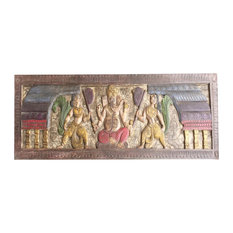 Mogulinterior - Consigned Antique Wall headbord Vintage Carved Sitting Ganapati Bohemian Decor - Wall Sculptures