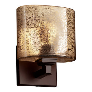 Dark Bronze Finish with Mercury Glass Shade, Justice Design Group Lighting FSN-8931-55-MROR-DBRZ Justice Design Group Modular 1-Light Bracket Fusion Rectangle