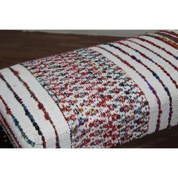 Colorful Chevron and Striped Chindi Bench, 47" Length