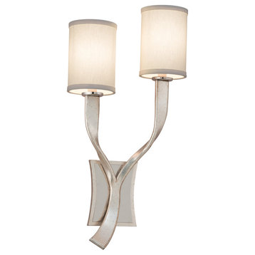 Roxy Wall Sconce With Silver Leaf Finish and Linen Shade, Right