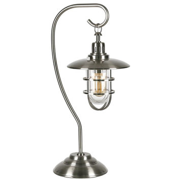 Bay 22 Tall Nautical Table Lamp with Glass/Metal Shade in Brushed Nickel/Clear